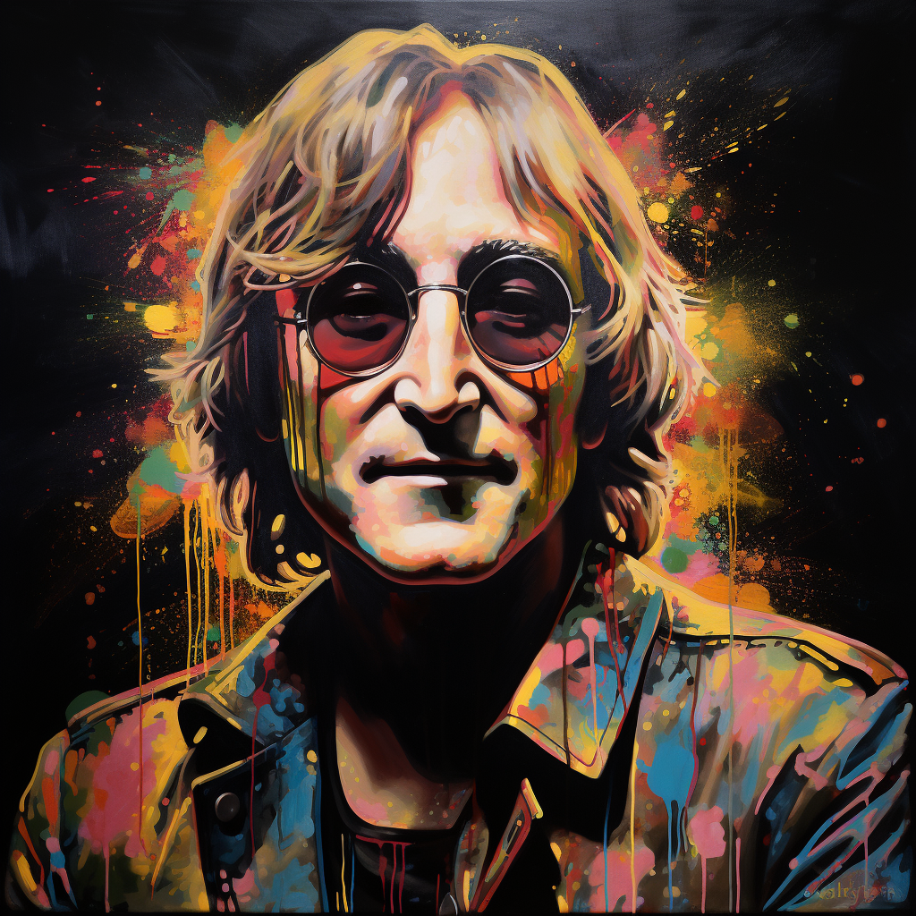 Vibrant image of John Lennon with artistic effects