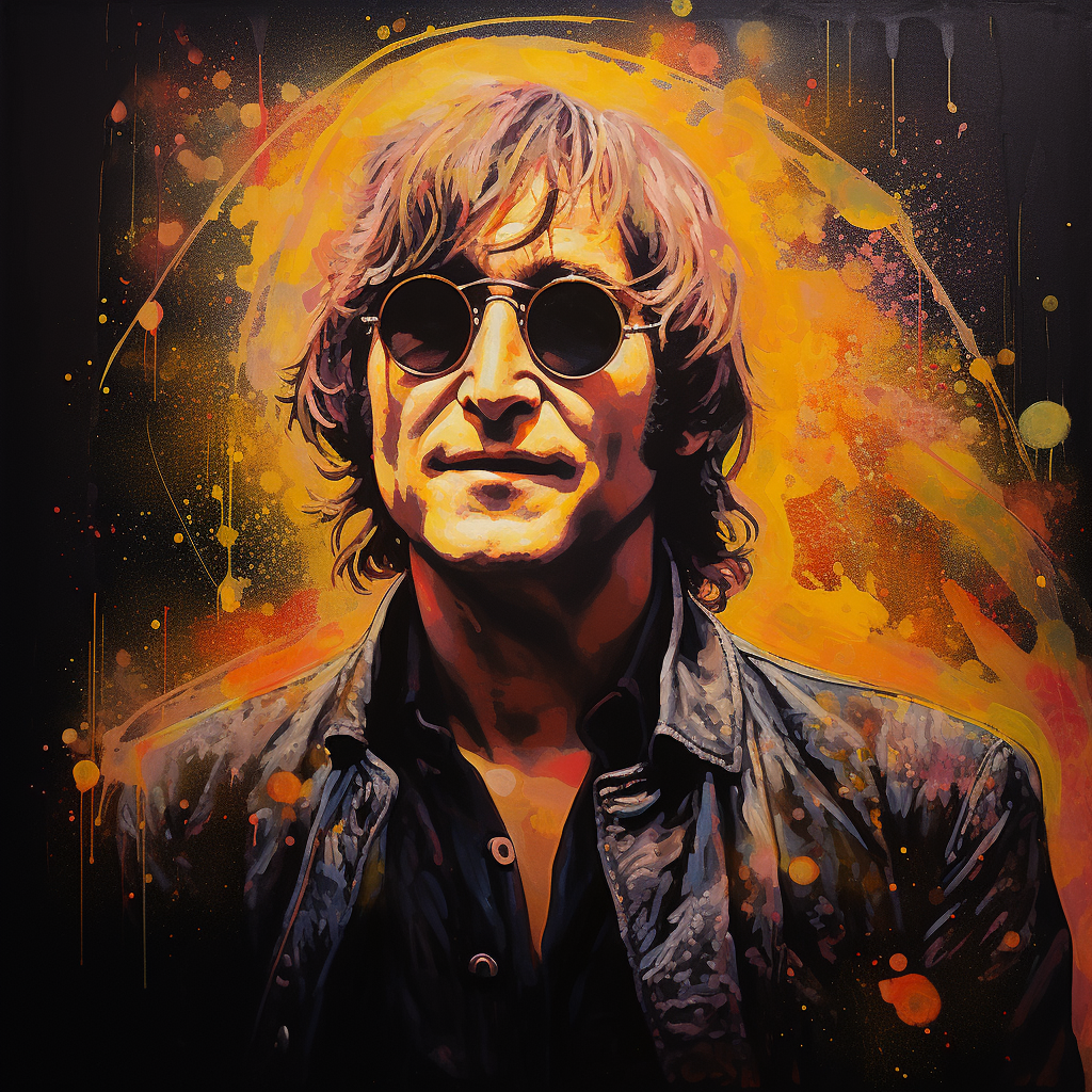 John Lennon with Textured Gold Leaf and Brush Strokes