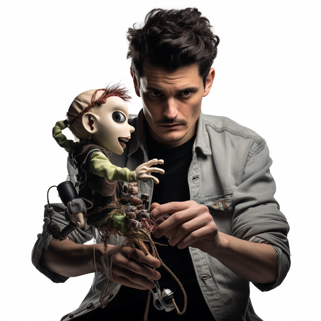 John Mayer playing with puppet controller