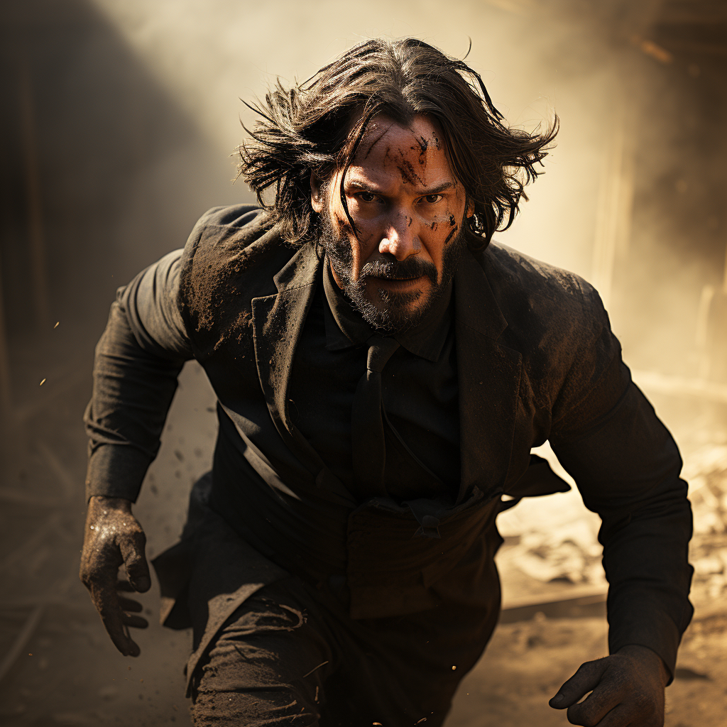 Action-packed John Wick chasing with pistol