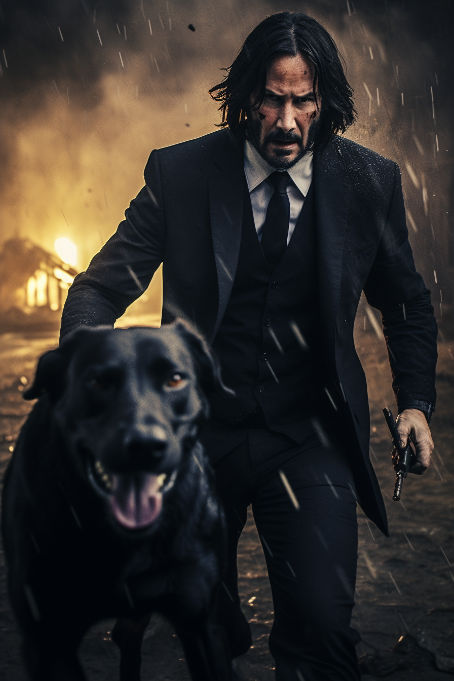 John Wick and Neo engaged in an intense fight