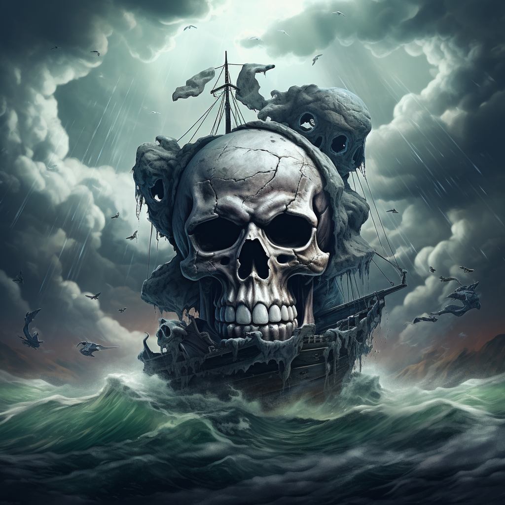 Jolly Roger stormy cloud skull