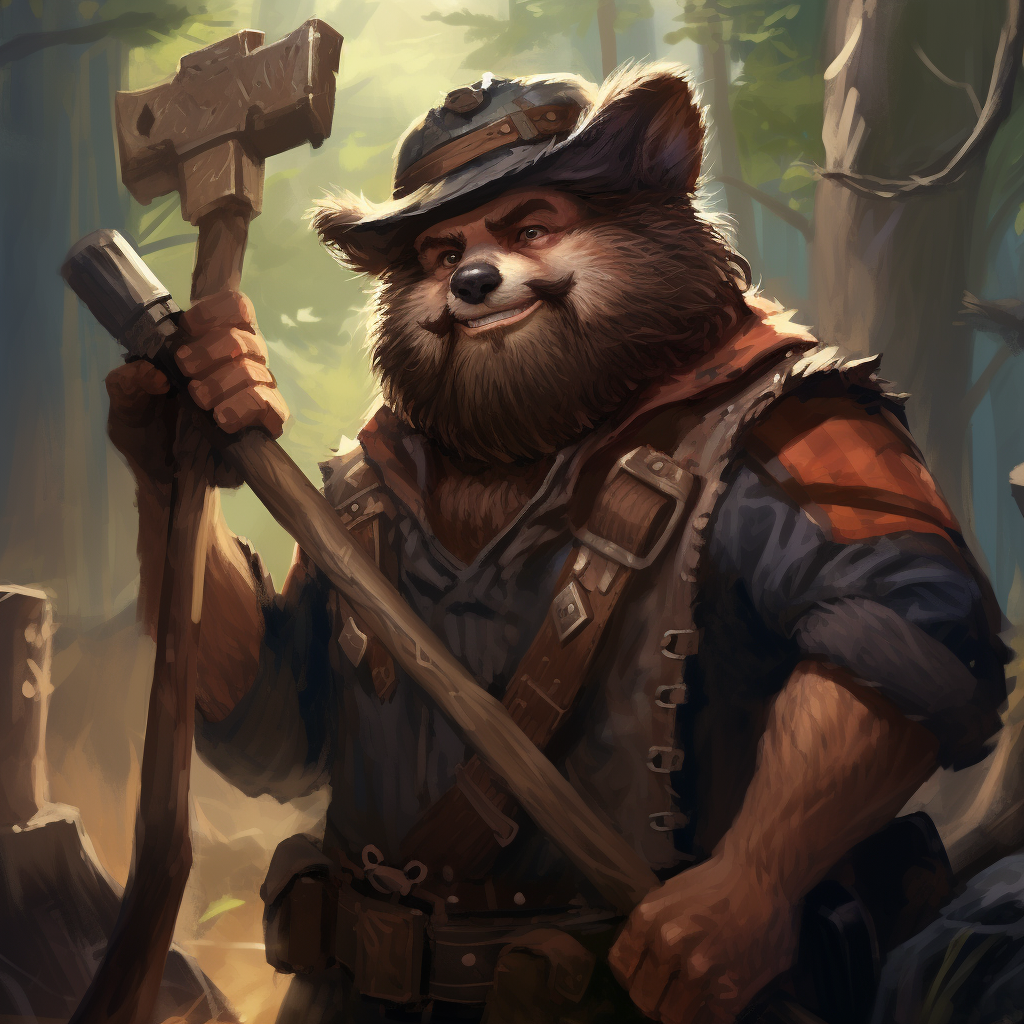 Jolly Woodsman Raccoon Skin Cap Axe