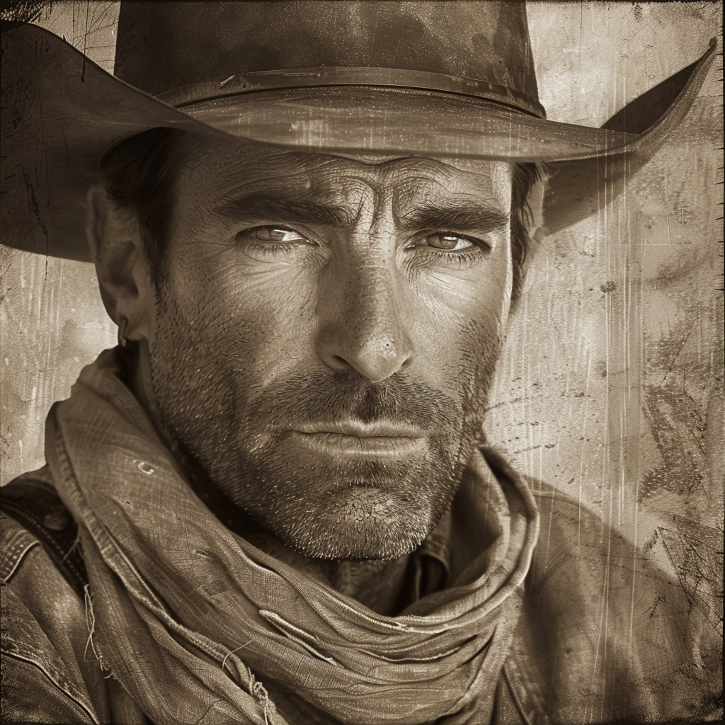 Jon Hamm Cowboy Sepia Portrait