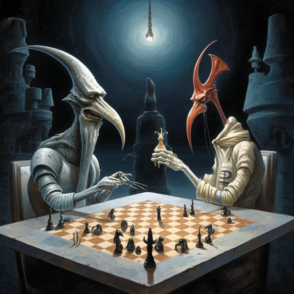 Aliens playing chess in space