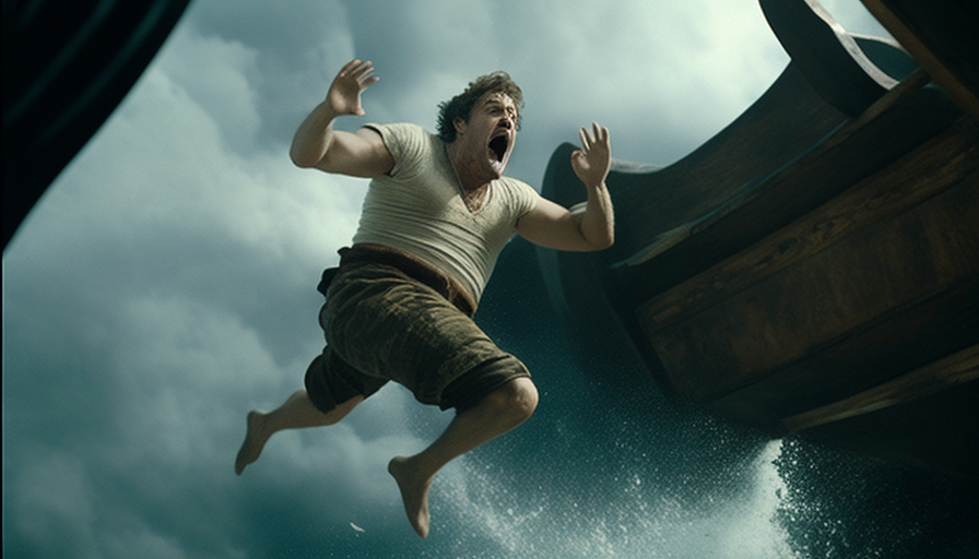 Jonah falling into ocean