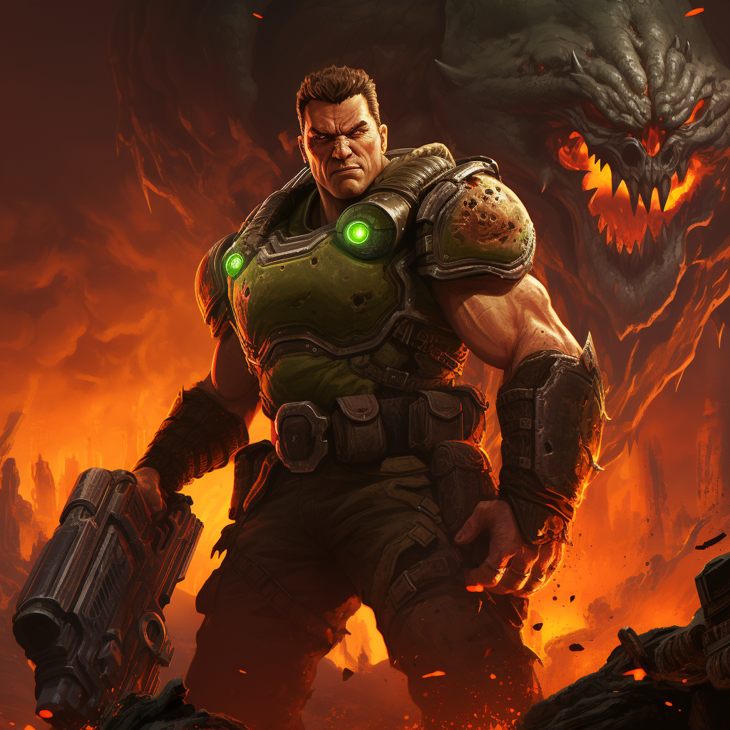 Jonesy from Fortnite battles Doomslayer from DOOM