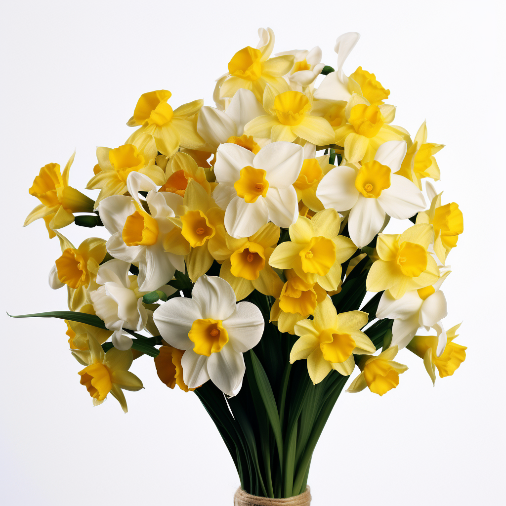 Jonquil bouquet on white background