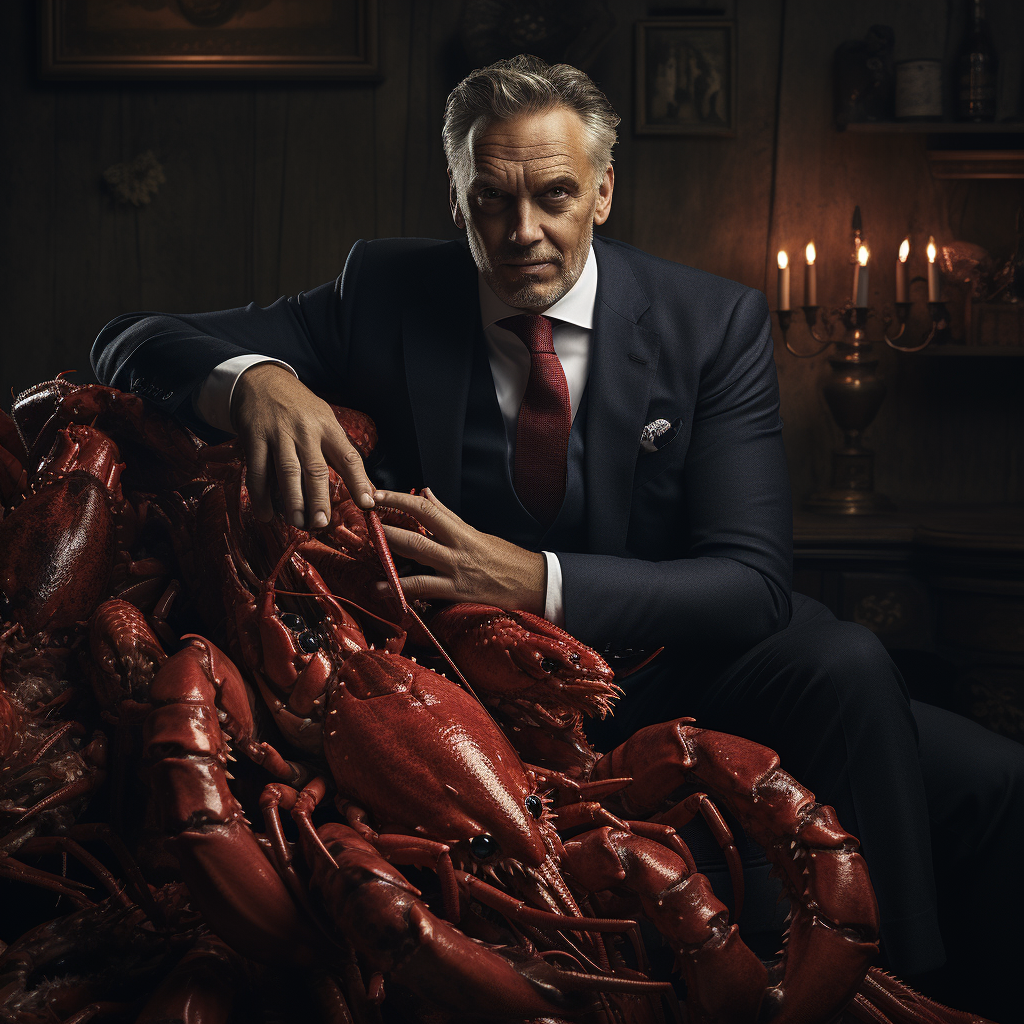 Jordan Peterson fighting a massive lobster