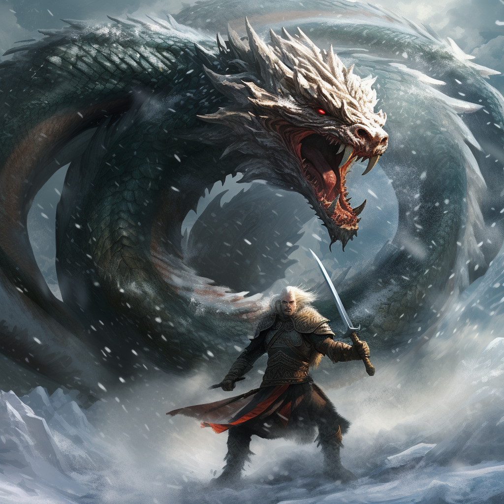 Jormungandr and Fenris in epic battle