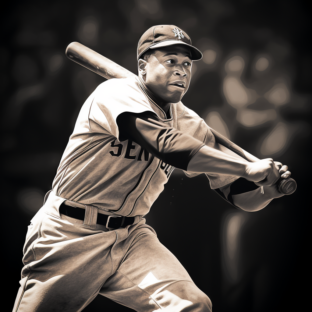 Josh Gibson Swinging Homerun Photo