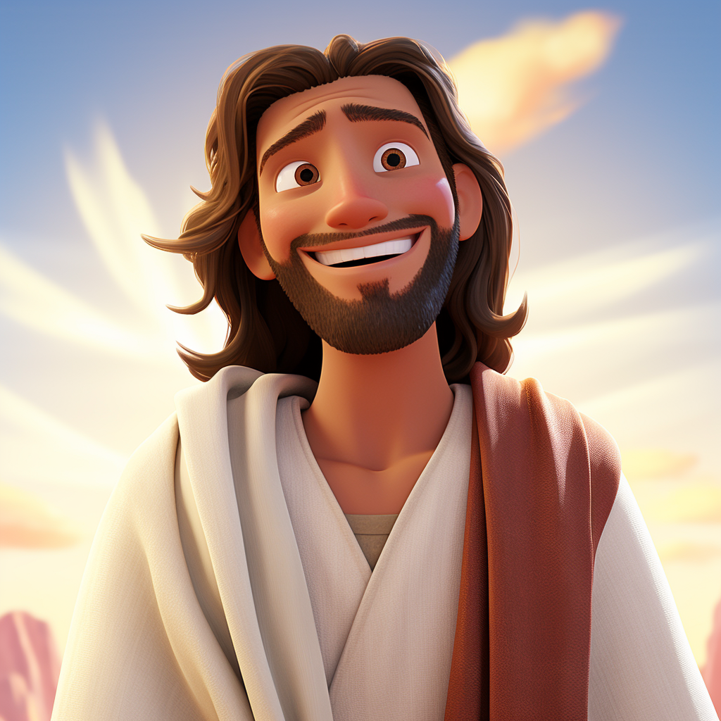 Joyful Jesus in Pixar Style