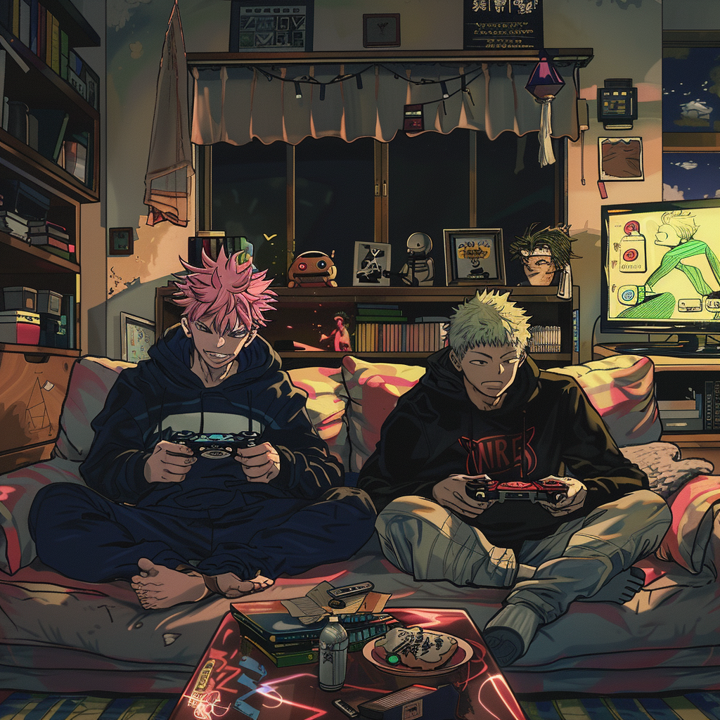 Jujutsu Kaisen characters playing video games