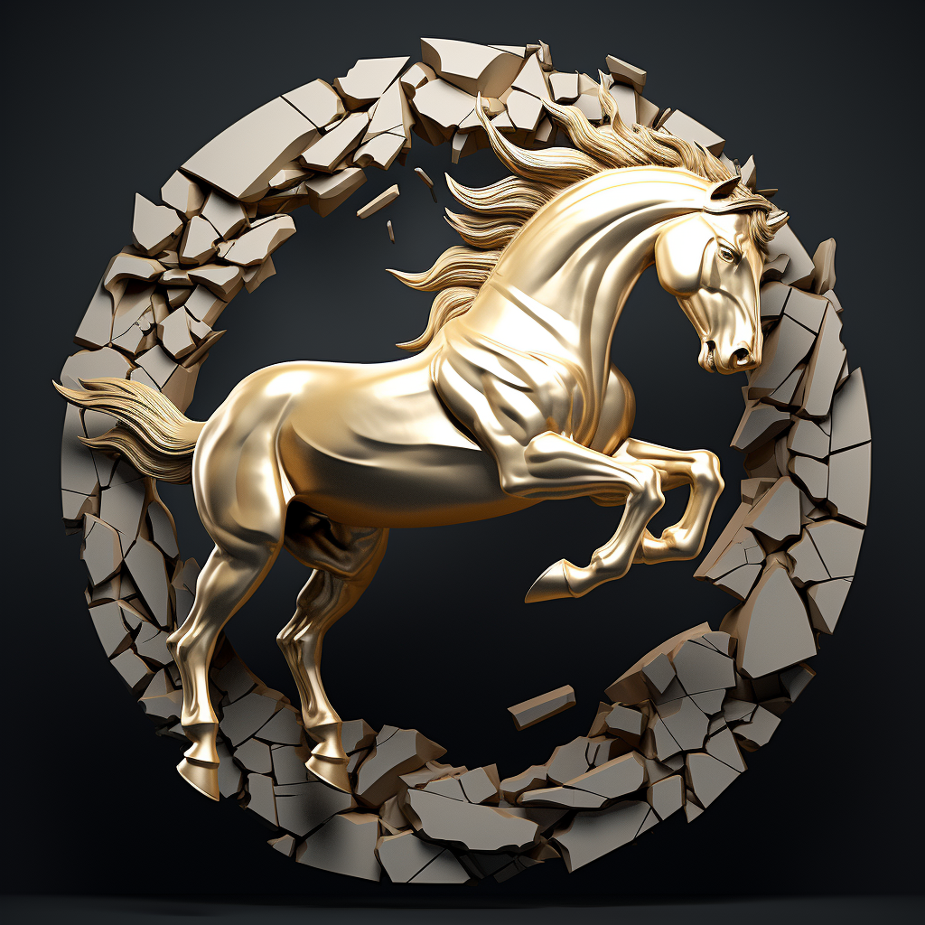 Metallic jumping horse plate decor