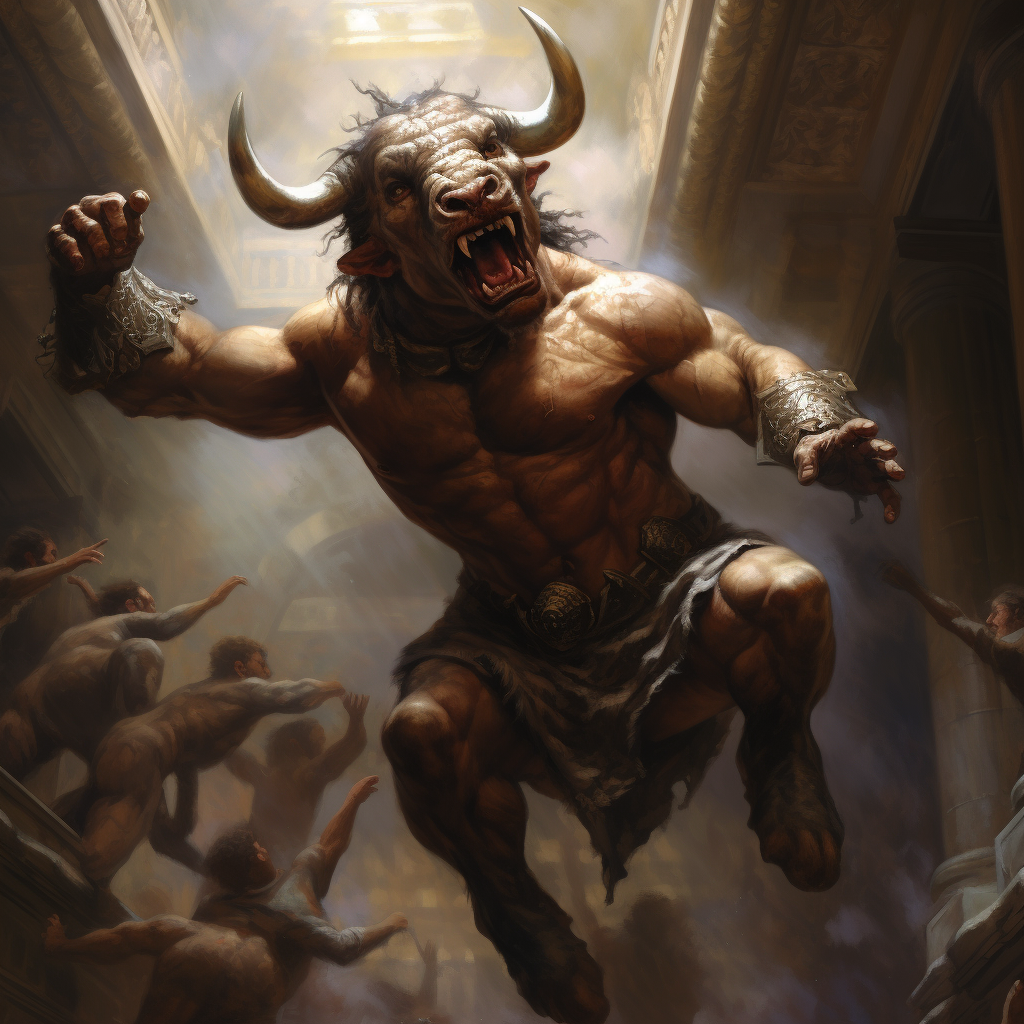 Powerful Minotaur preparing to strike