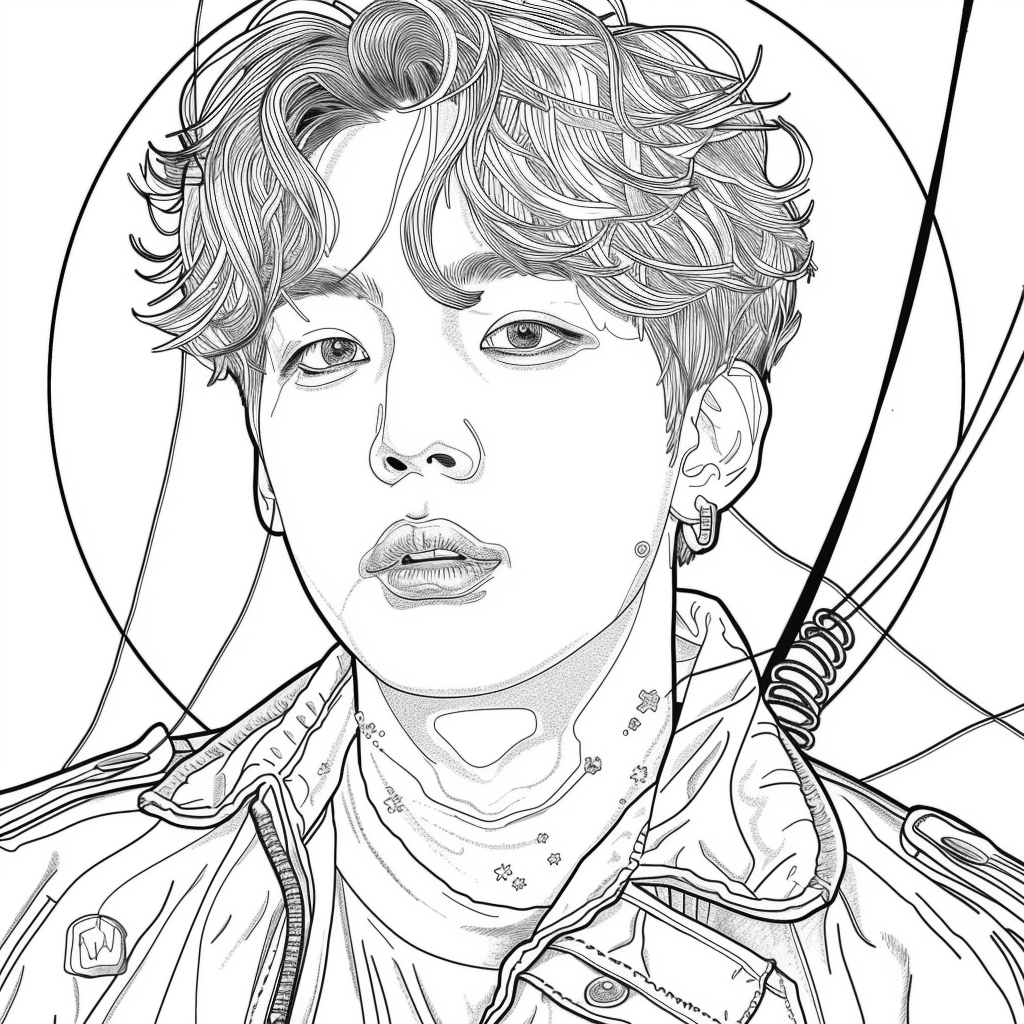 Jungkook idol futuristic coloring page