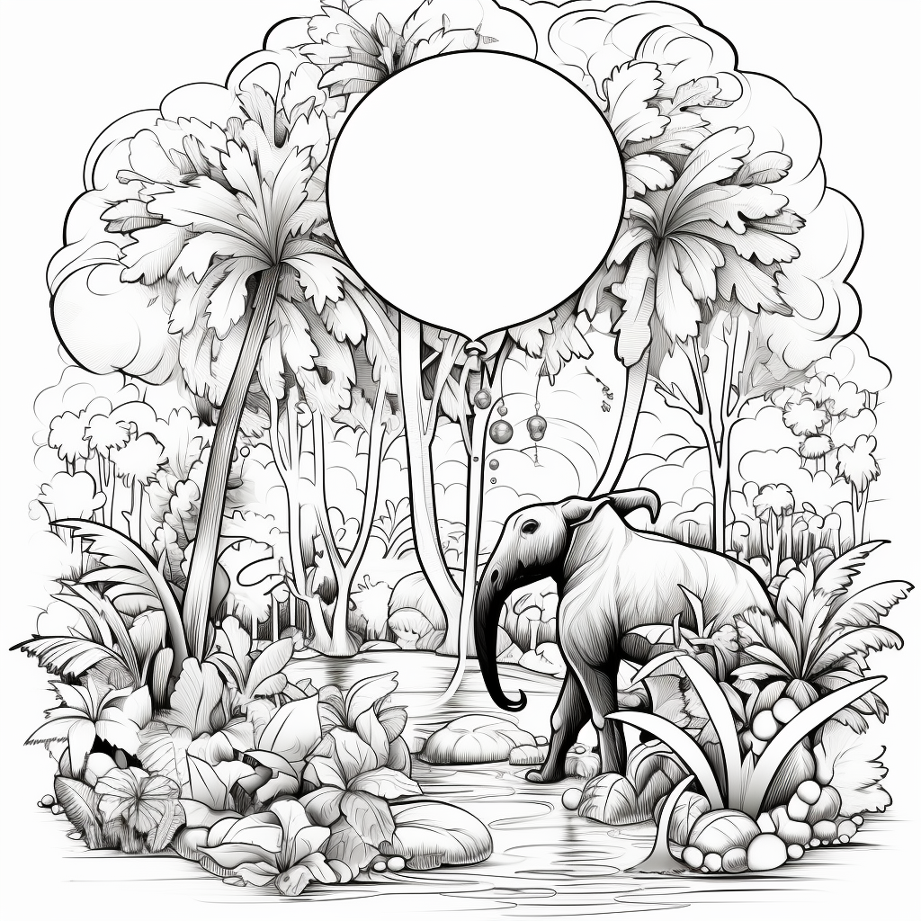 Coloring page of Jungle Hawaiian Balloon Number Nine