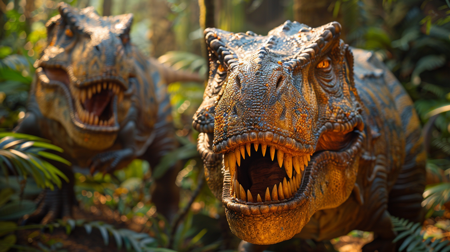 Jungle Temple Dinosaur Statues Scene