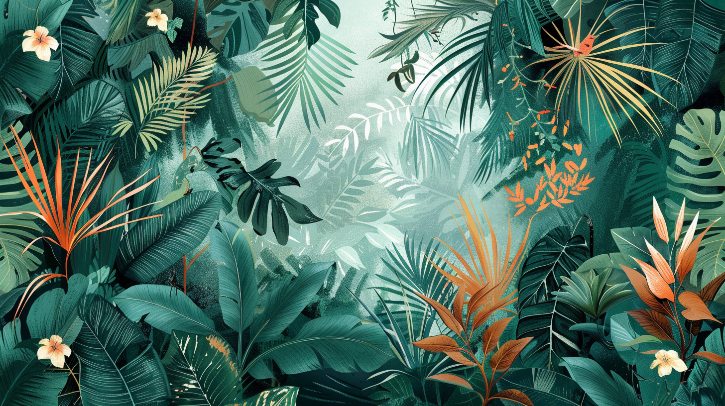 Vibrant jungle canopy illustration