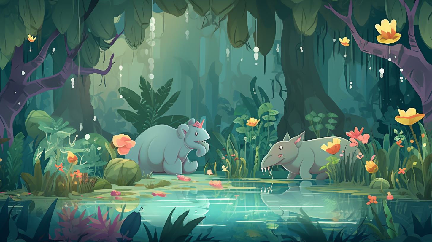 Jungle game with lovable hippopotamus