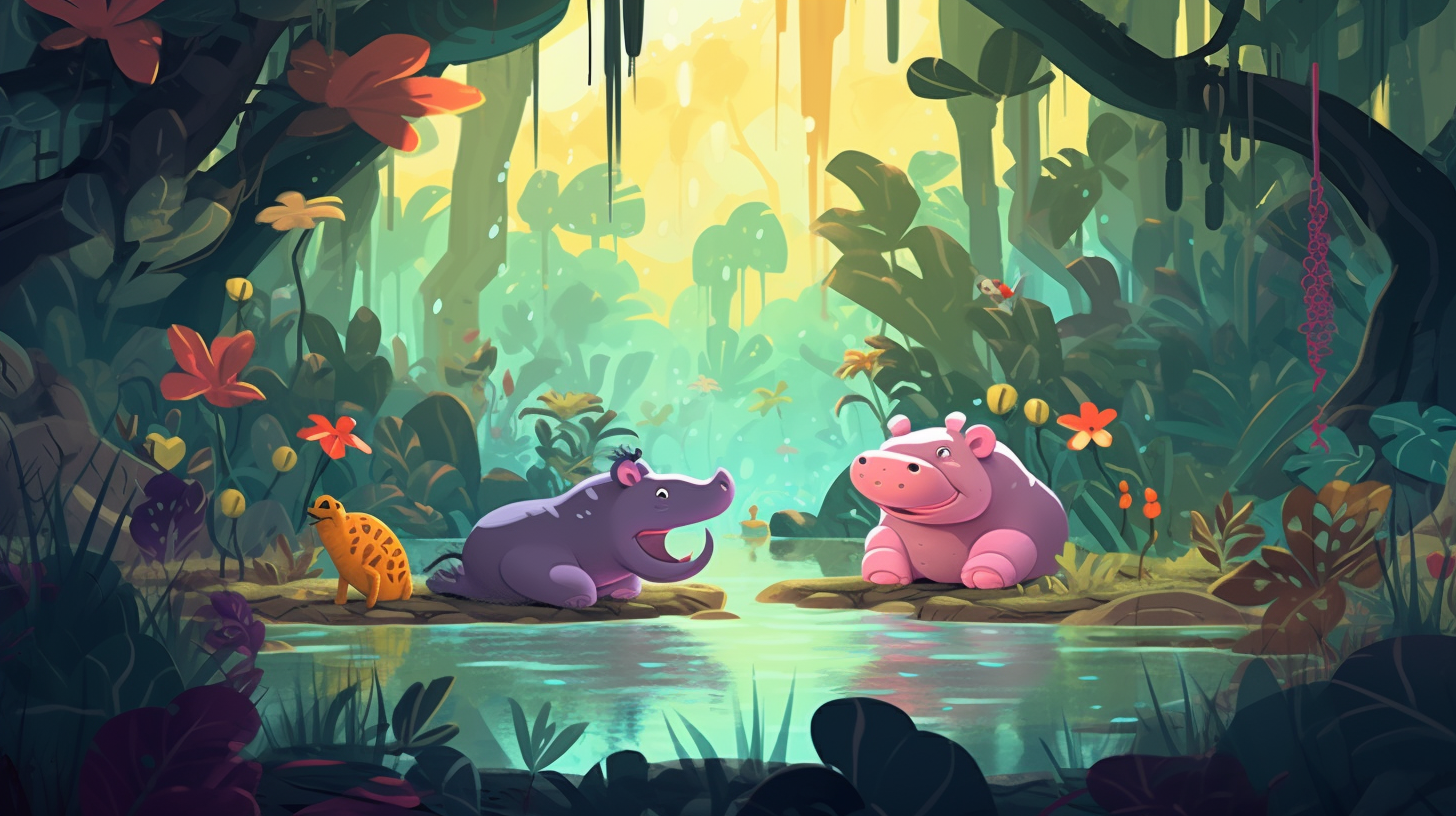 Playful Hippopotamus in Jungle Game