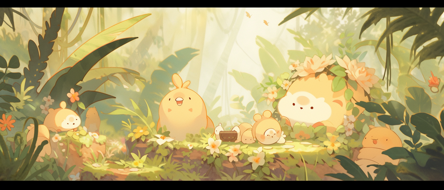 Cute Jungle Scene with Golden Tones