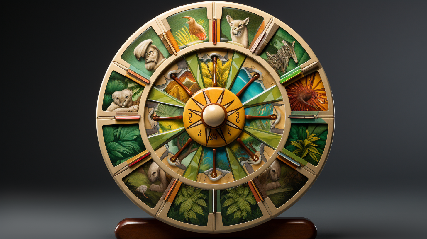 Colorful jungle-themed spinner wheel