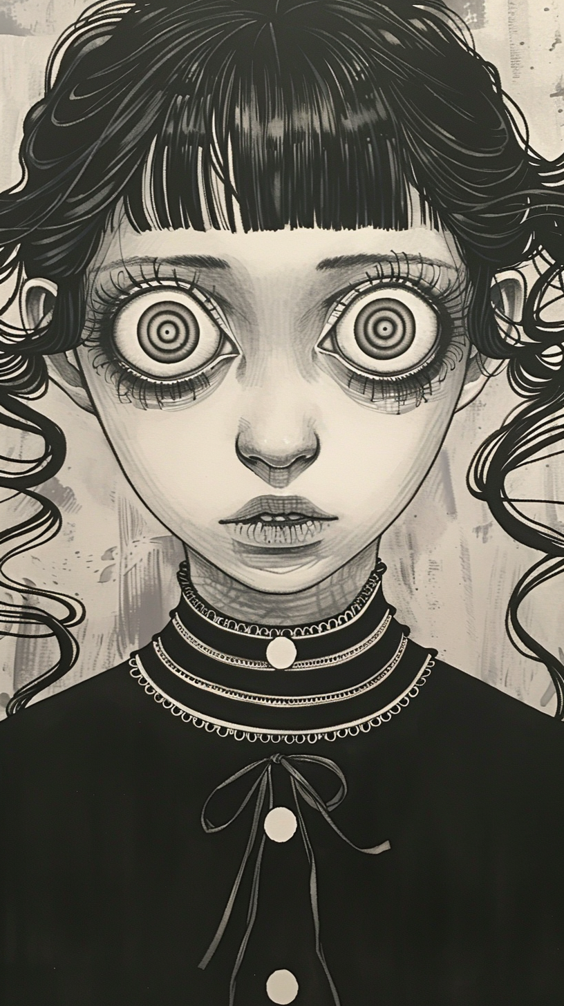 Creepy girl with spiral eyes