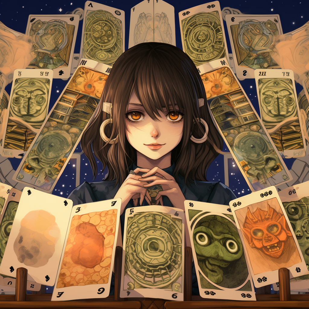 Girl with Big Eyes and Tarot Cards