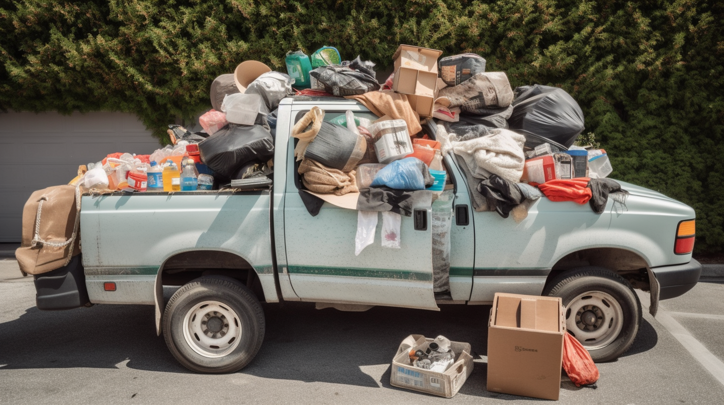 Neatly piled junk removal items