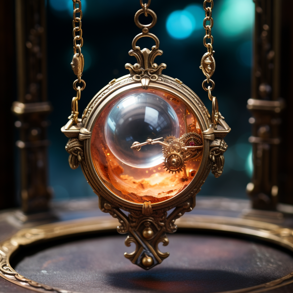 Jupiter inside necklace inside crystal ball inside clock