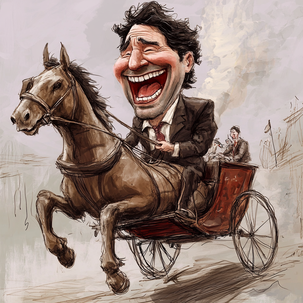 Justin Trudeau Laughing Political Cartoon