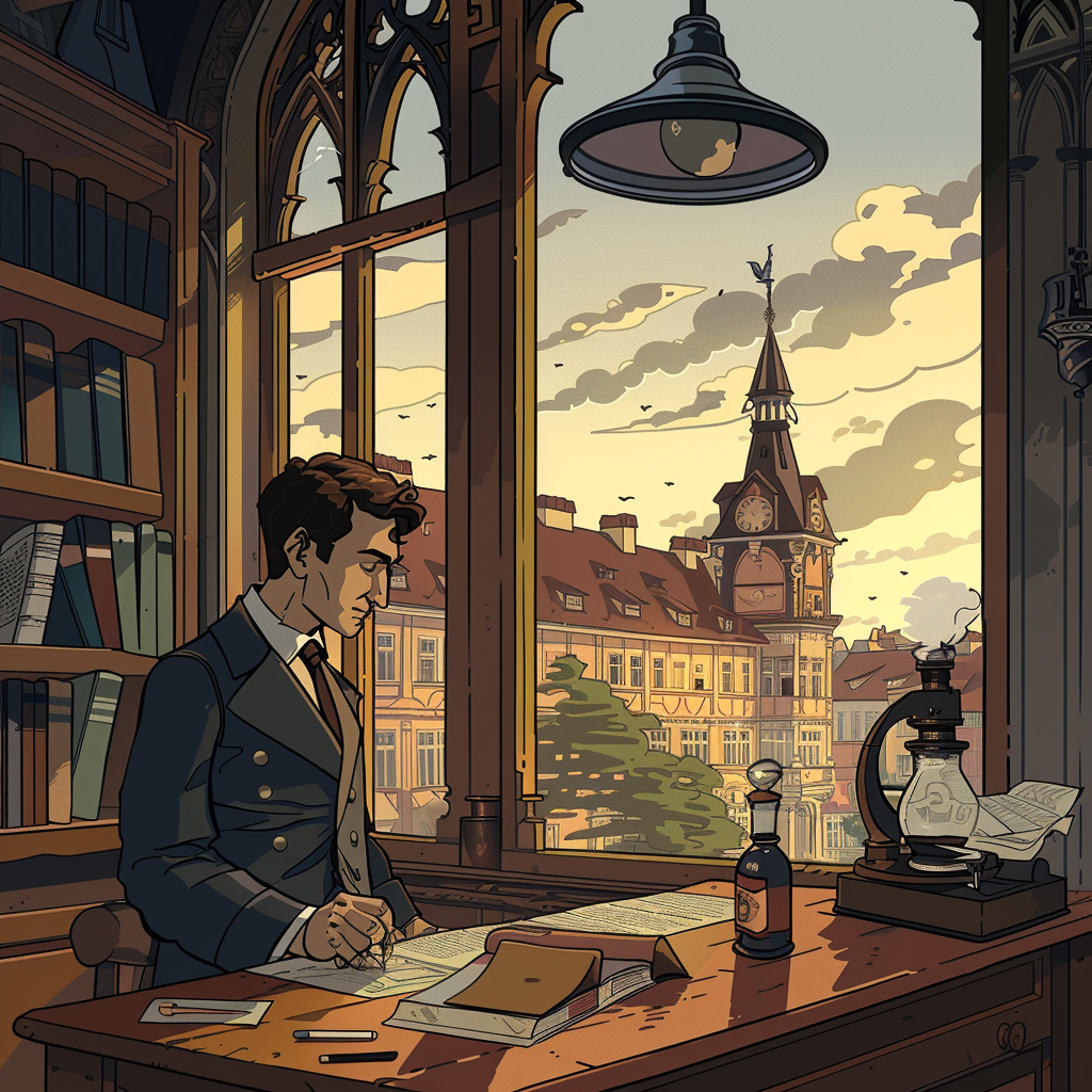 Kafka Prague University cartoon style