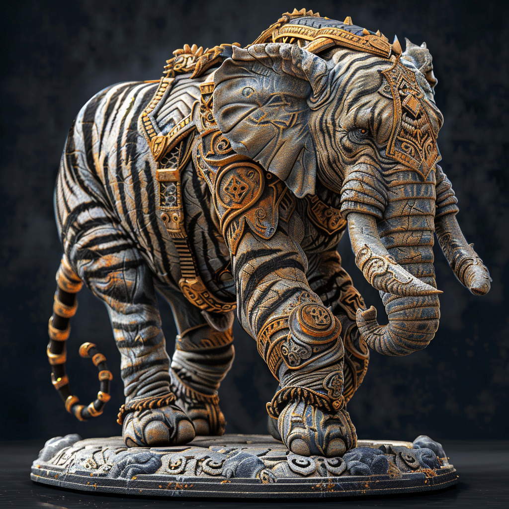 Kaiju Elephant in Tiger Armor