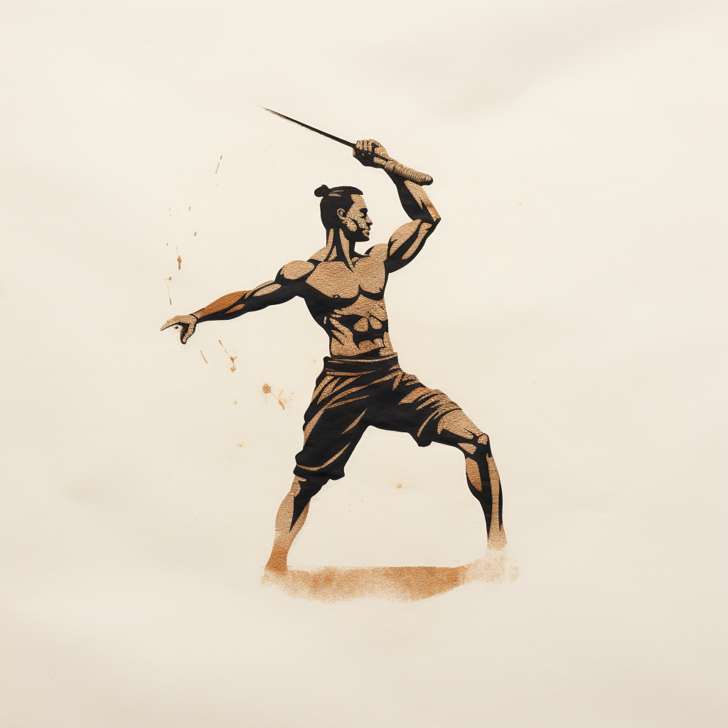 Kalaripayattu martial arts poses in minimalist style