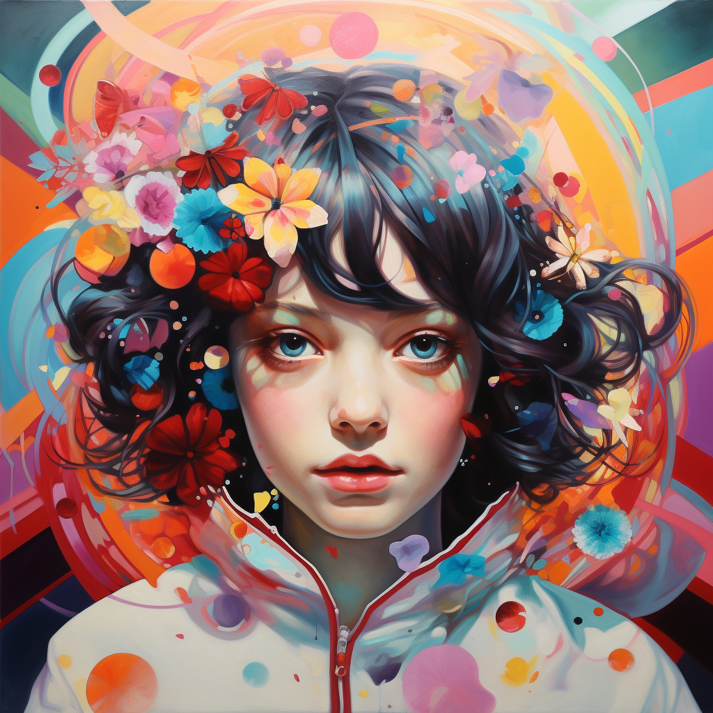 Vibrant kaleidoscopic girl artwork