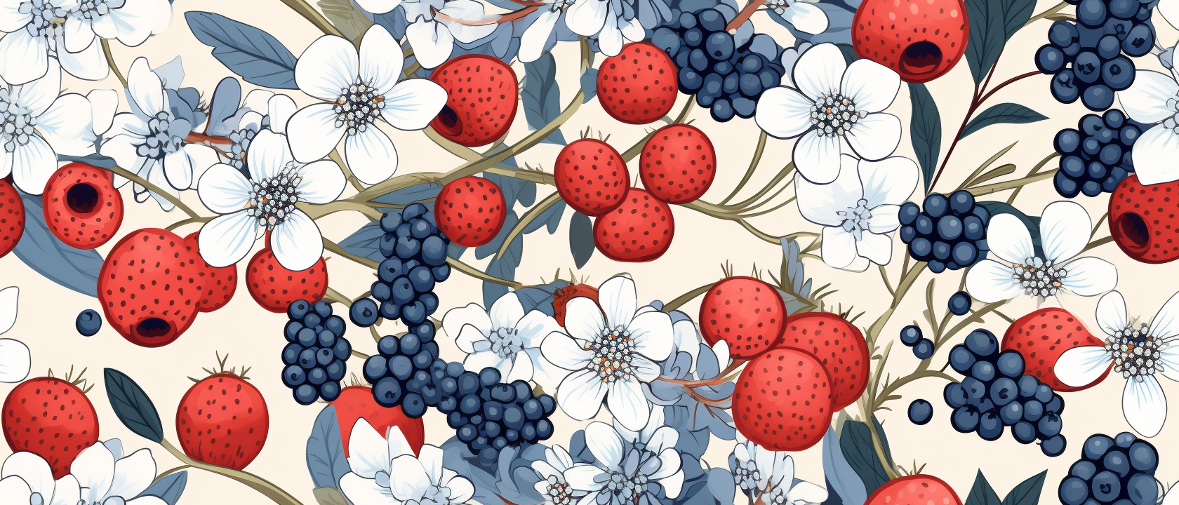 Colorful Kandinsky wallpaper with berries and flowers