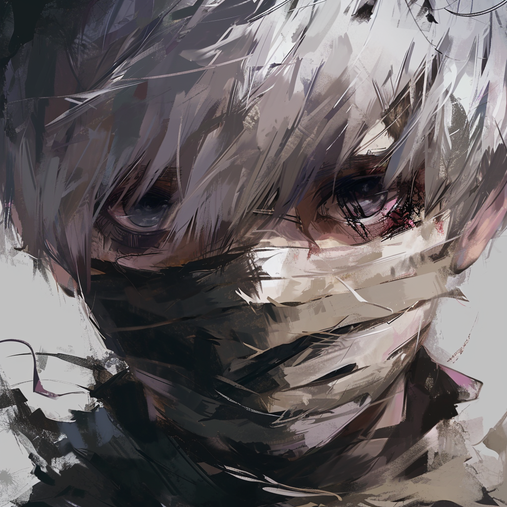 Kaneki Ken with Bandaged Face and Intense Eyes