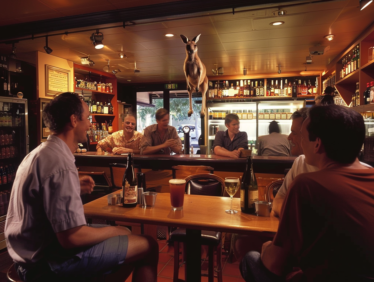 Kangaroo bar tenders patrons Australia