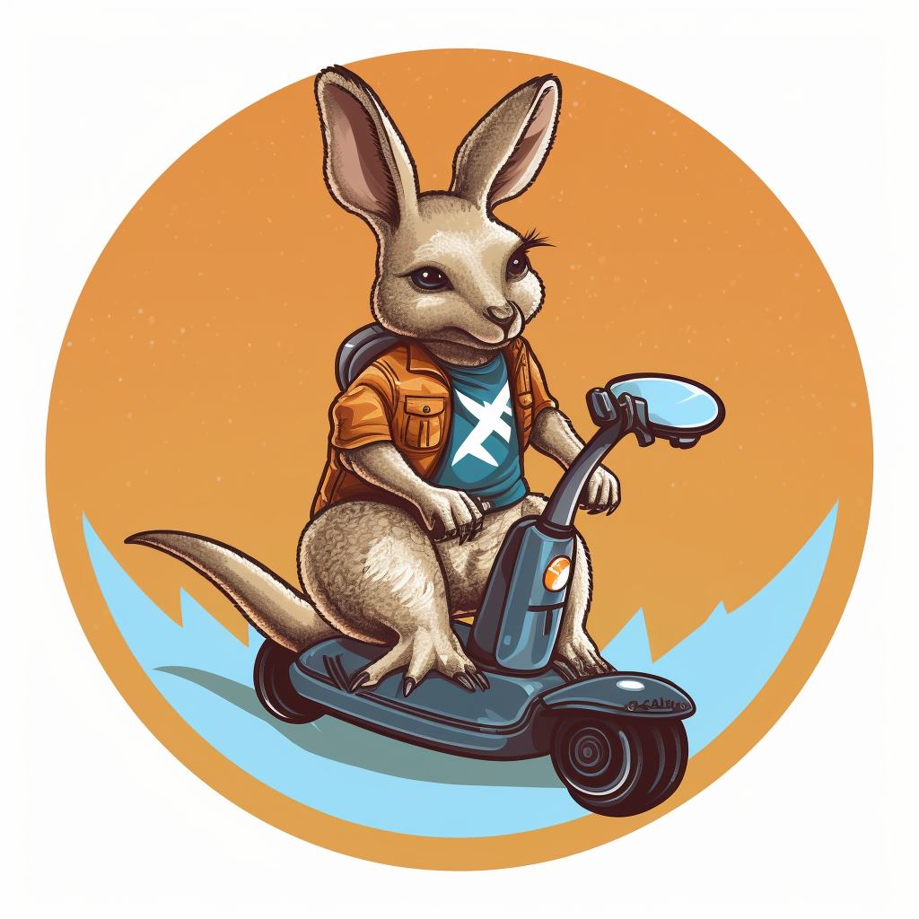 Kangaroo in Safari Outfit Riding Electric Scooter