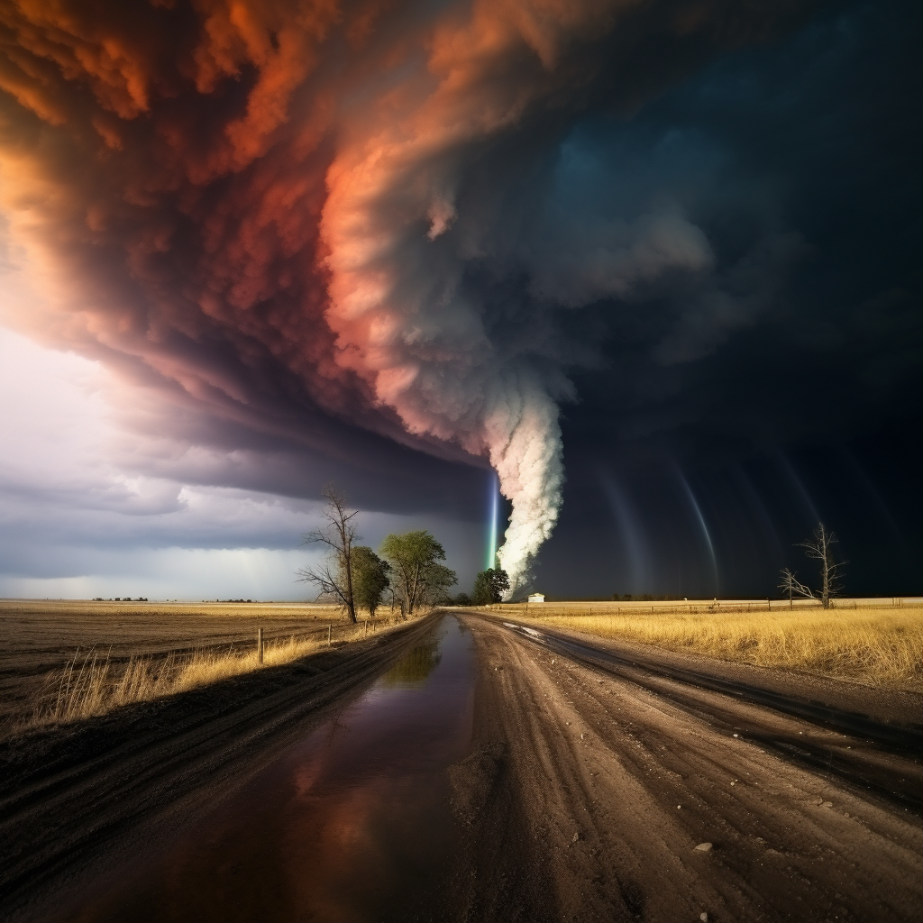 Colorful tornado art in Kansas