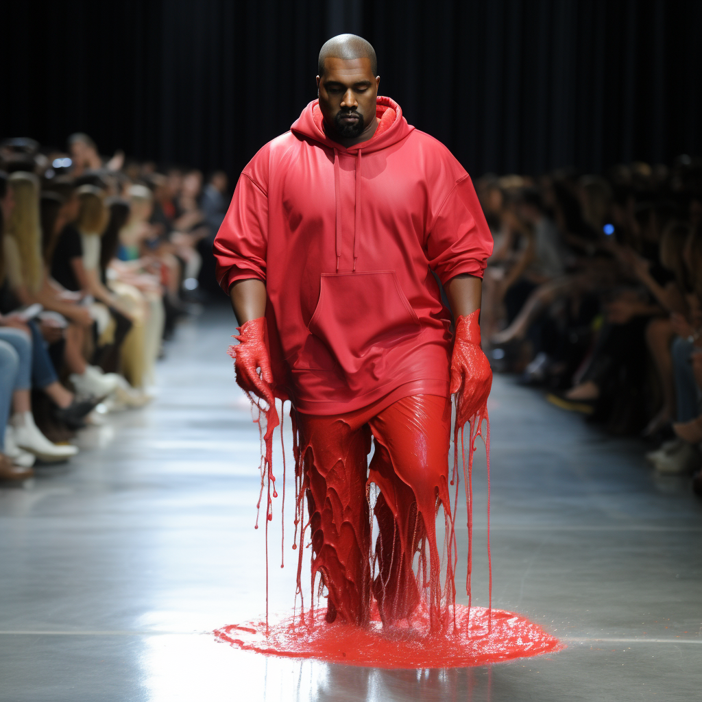 Kanye as the Kool-Aid Man on the Catwalk