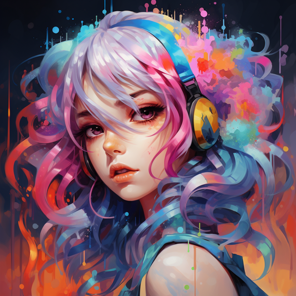 Karol G in colorful anime artwork