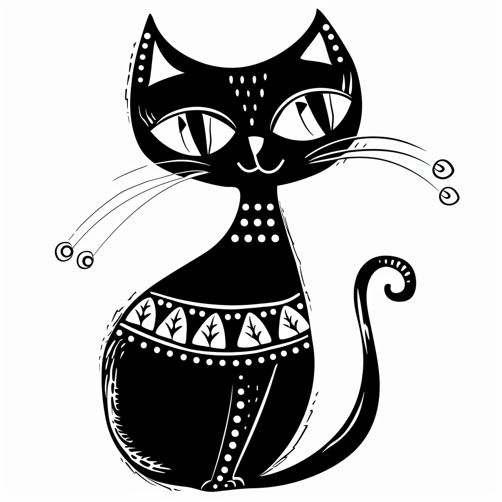 Simple Black and White Cat