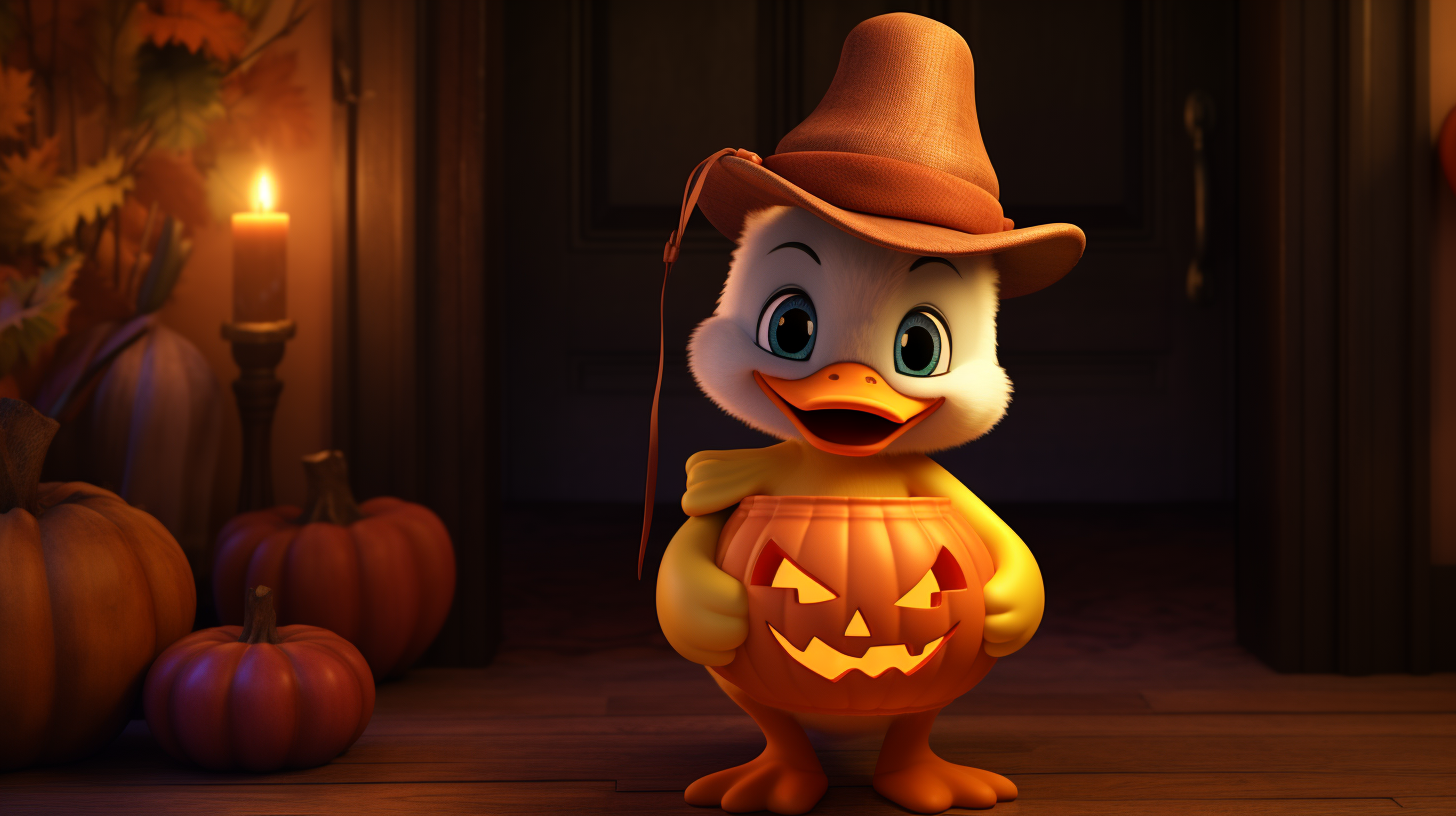 Cute baby duck in Halloween costume