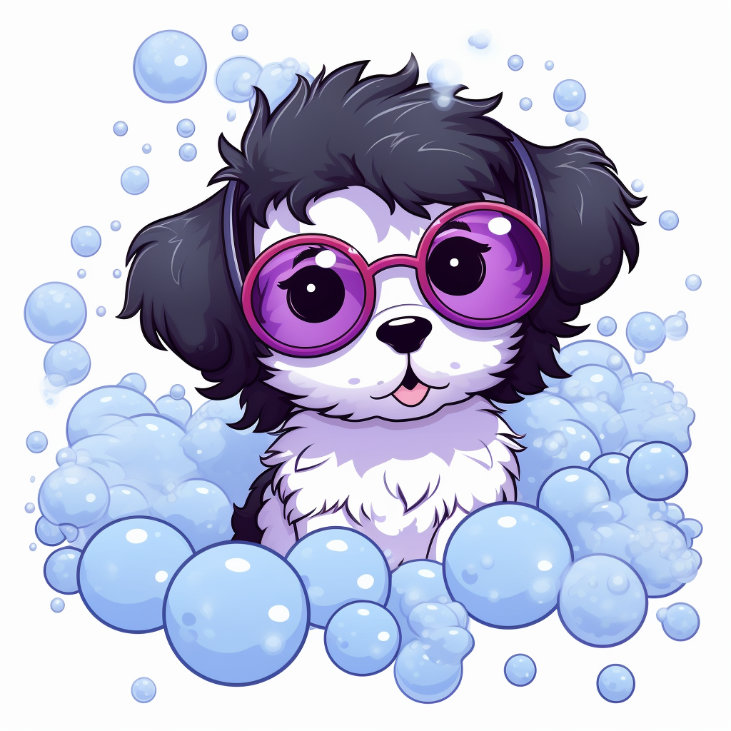 Cute plum fruit with sunglasses and bubbles