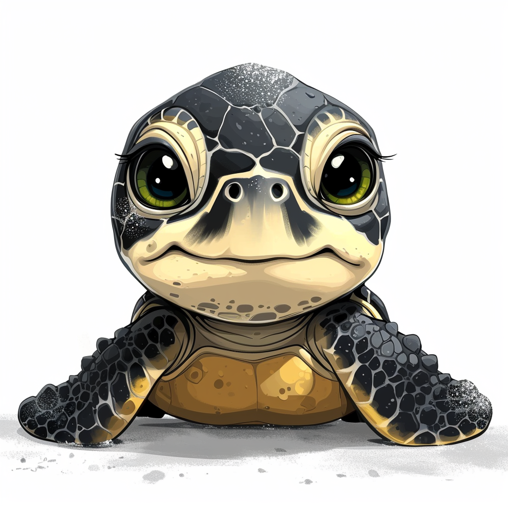 Cute turtle clipart on white background