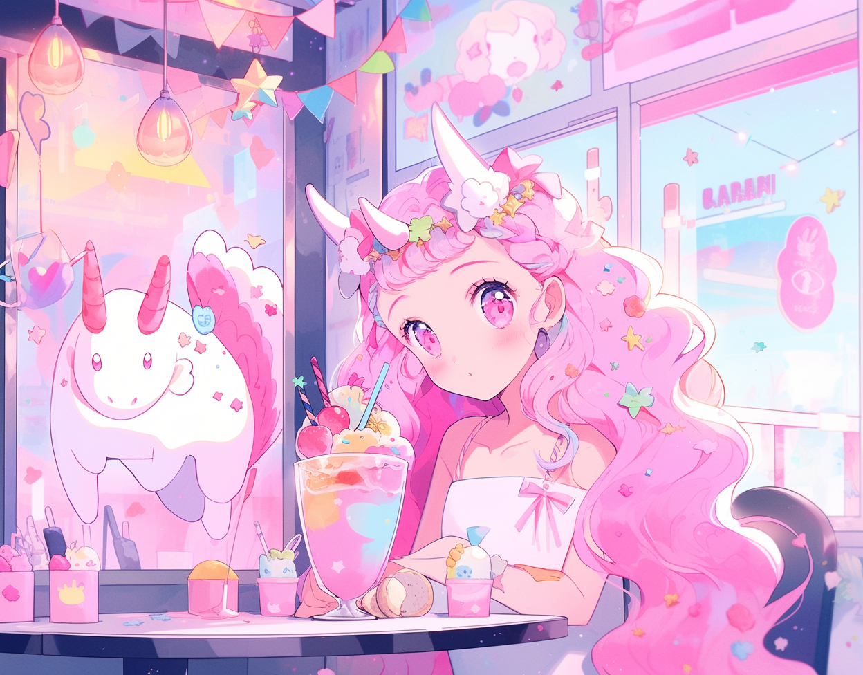 Cute Kawaii Cafe Animals Illustration