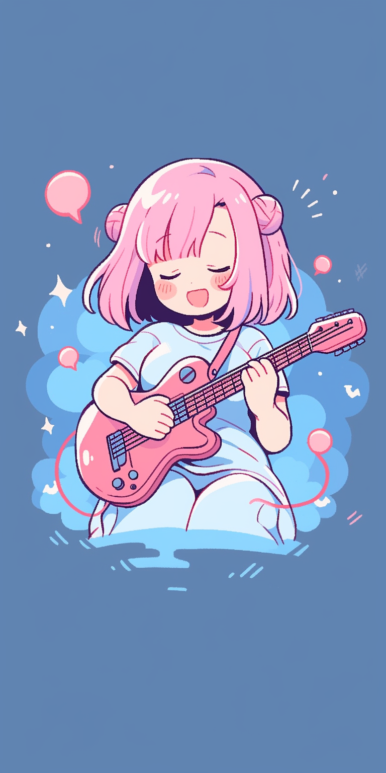 Cute magical guitar tshirt design