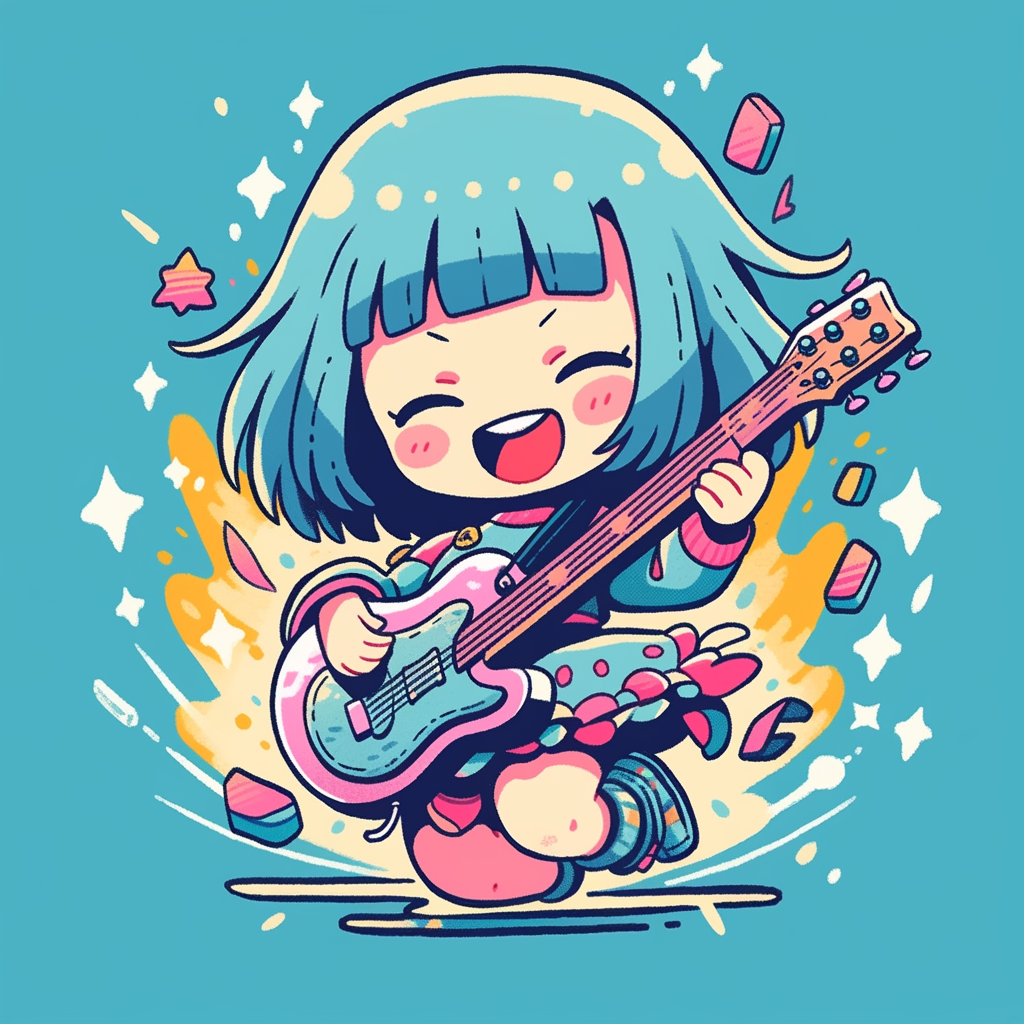 Cute magical guitar tshirt design